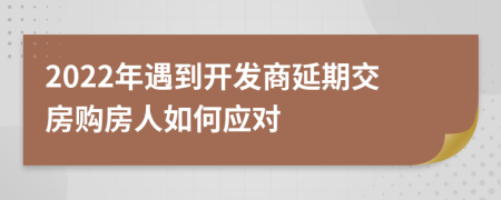 2022年遇到开发商延期交房购房人如何应对