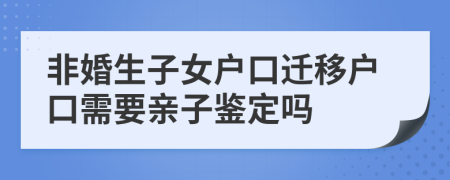 非婚生子女户口迁移户口需要亲子鉴定吗