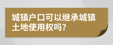 城镇户口可以继承城镇土地使用权吗？