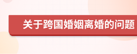 关于跨国婚姻离婚的问题