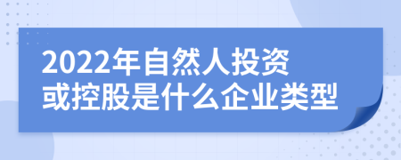 2022年自然人投资或控股是什么企业类型