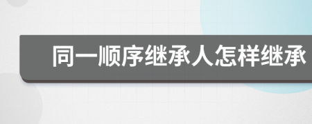 同一顺序继承人怎样继承