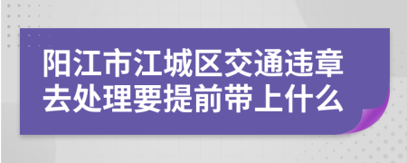 阳江市江城区交通违章去处理要提前带上什么