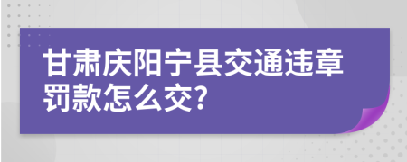 甘肃庆阳宁县交通违章罚款怎么交?