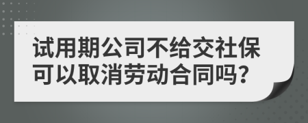 试用期公司不给交社保可以取消劳动合同吗？