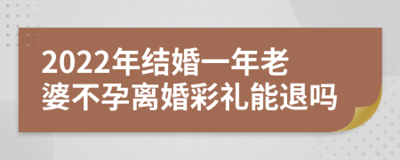 2022年结婚一年老婆不孕离婚彩礼能退吗