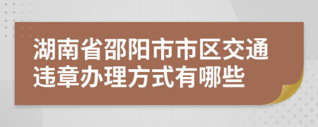 湖南省邵阳市市区交通违章办理方式有哪些