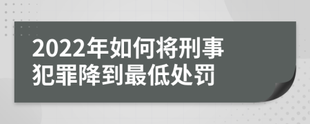 2022年如何将刑事犯罪降到最低处罚