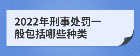 2022年刑事处罚一般包括哪些种类