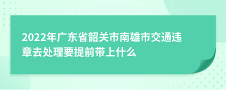 2022年广东省韶关市南雄市交通违章去处理要提前带上什么