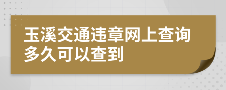 玉溪交通违章网上查询多久可以查到