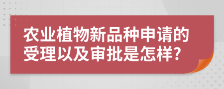 农业植物新品种申请的受理以及审批是怎样?