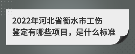 2022年河北省衡水市工伤鉴定有哪些项目，是什么标准