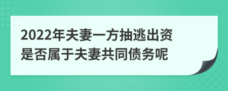 2022年夫妻一方抽逃出资是否属于夫妻共同债务呢