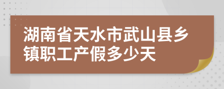 湖南省天水市武山县乡镇职工产假多少天