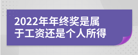 2022年年终奖是属于工资还是个人所得