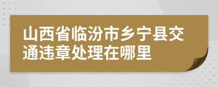 山西省临汾市乡宁县交通违章处理在哪里