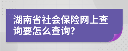 湖南省社会保险网上查询要怎么查询？