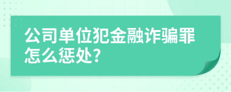 公司单位犯金融诈骗罪怎么惩处?