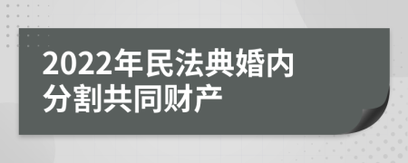 2022年民法典婚内分割共同财产