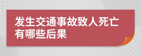 发生交通事故致人死亡有哪些后果