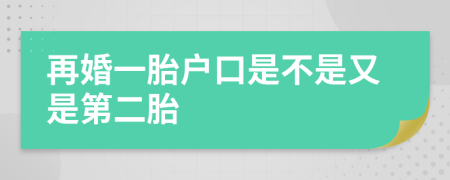 再婚一胎户口是不是又是第二胎