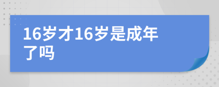 16岁才16岁是成年了吗