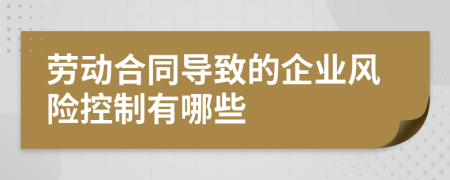 劳动合同导致的企业风险控制有哪些