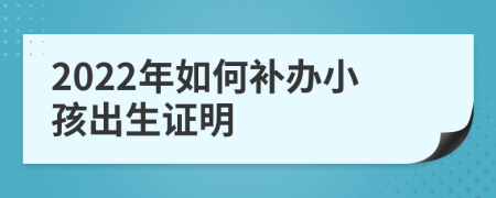 2022年如何补办小孩出生证明