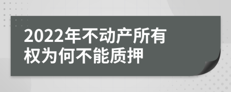 2022年不动产所有权为何不能质押