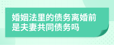 婚姻法里的债务离婚前是夫妻共同债务吗