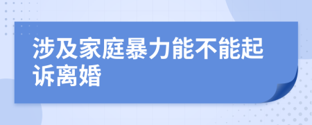 涉及家庭暴力能不能起诉离婚