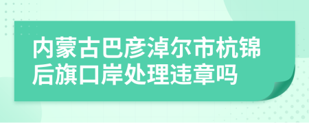 内蒙古巴彦淖尔市杭锦后旗口岸处理违章吗