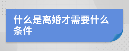 什么是离婚才需要什么条件
