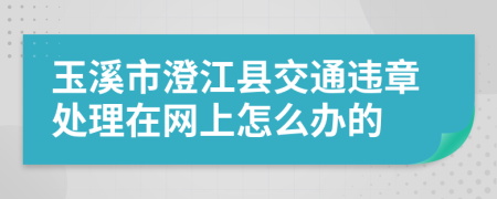 玉溪市澄江县交通违章处理在网上怎么办的