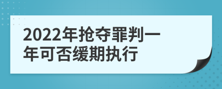 2022年抢夺罪判一年可否缓期执行