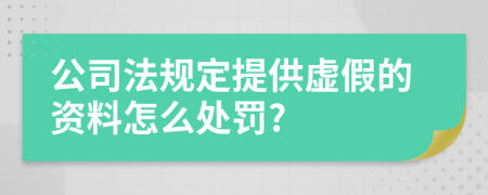 公司法规定提供虚假的资料怎么处罚?