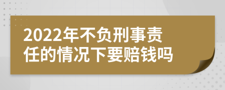 2022年不负刑事责任的情况下要赔钱吗