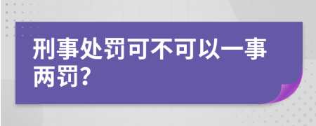 刑事处罚可不可以一事两罚？