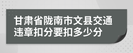 甘肃省陇南市文县交通违章扣分要扣多少分