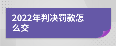 2022年判决罚款怎么交