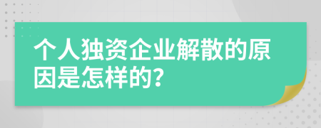 个人独资企业解散的原因是怎样的？