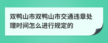 双鸭山市双鸭山市交通违章处理时间怎么进行规定的