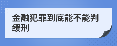 金融犯罪到底能不能判缓刑