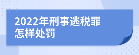 2022年刑事逃税罪怎样处罚