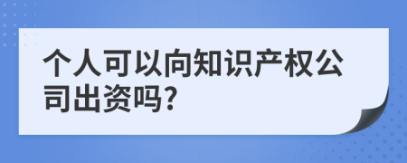 个人可以向知识产权公司出资吗?