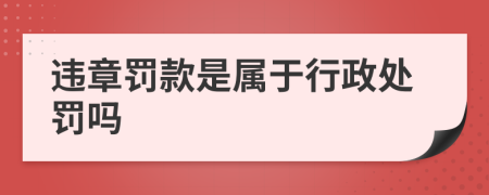 违章罚款是属于行政处罚吗