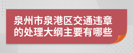 泉州市泉港区交通违章的处理大纲主要有哪些