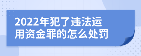 2022年犯了违法运用资金罪的怎么处罚