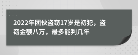 2022年团伙盗窃17岁是初犯，盗窃金额八万，最多能判几年